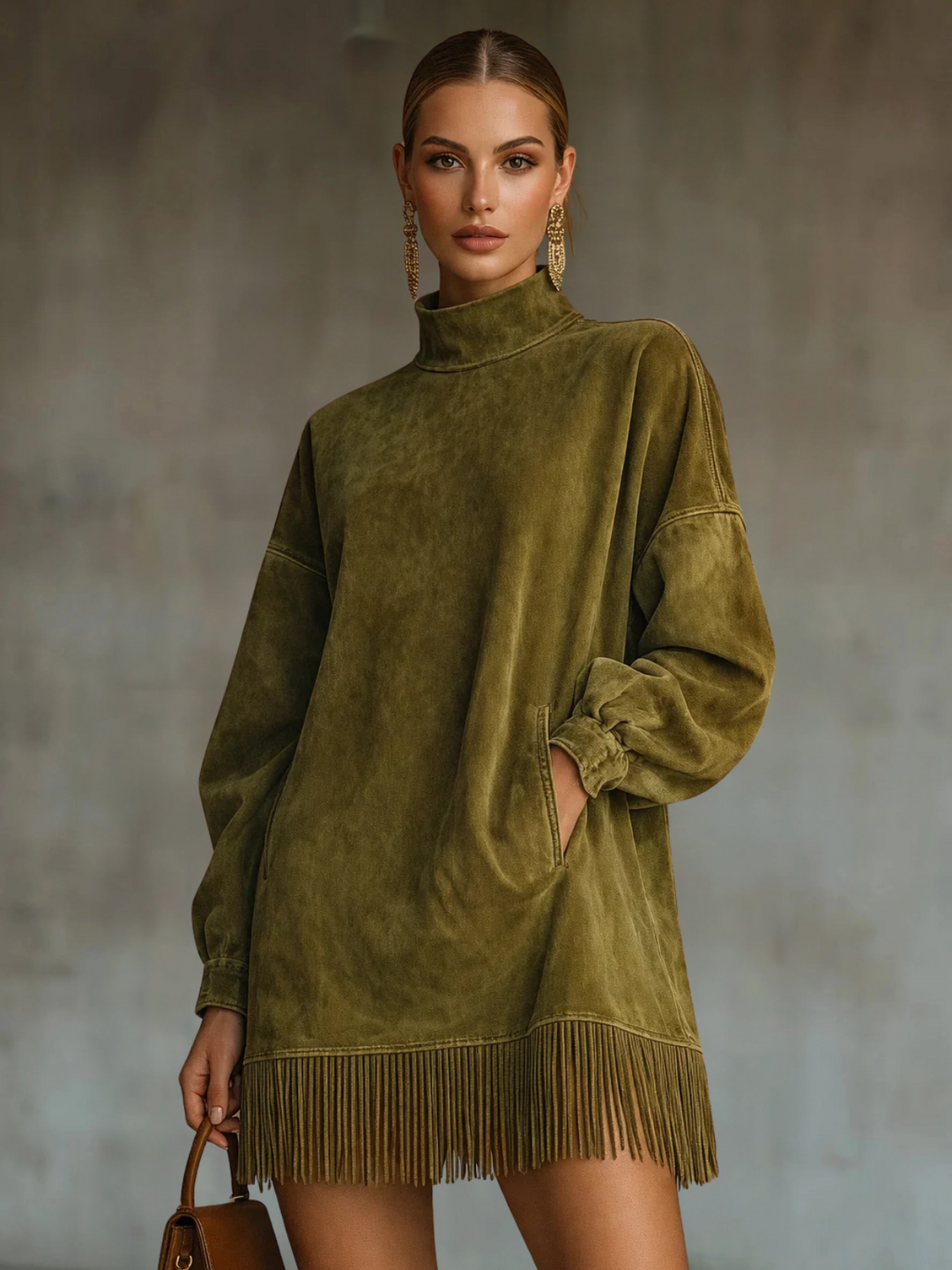 Harper | Fringe Detail Long Sleeve Mini Dress