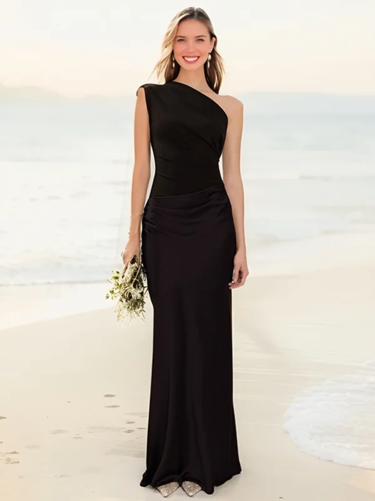 AGNIESZKA | SATIN ONE-SHOULDER MAXI DRESS