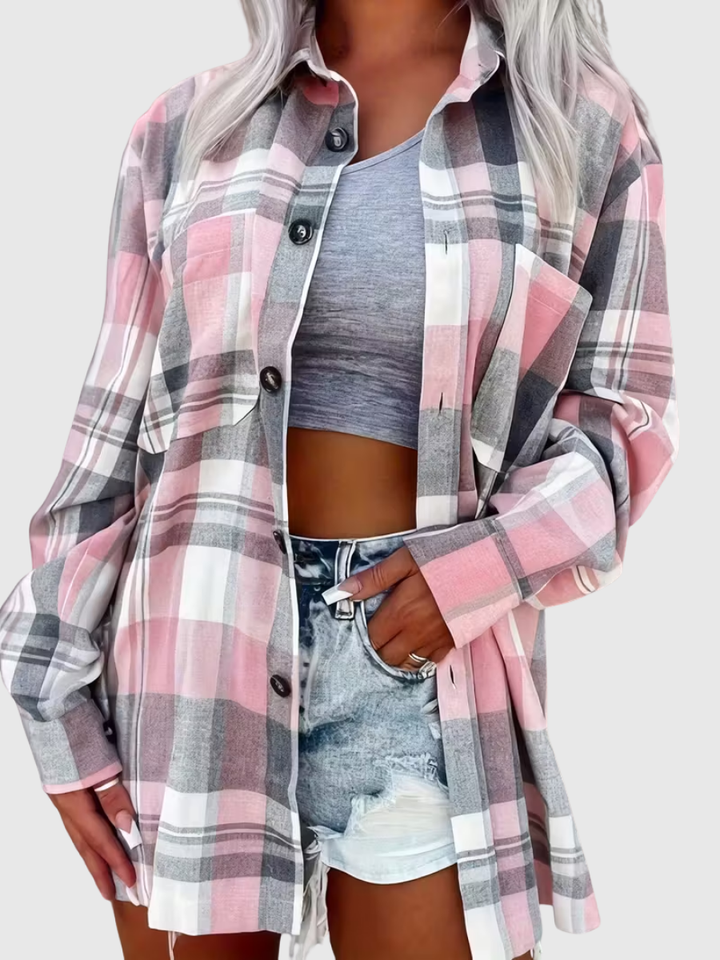 Noor | Casual Plaid Button Blouse