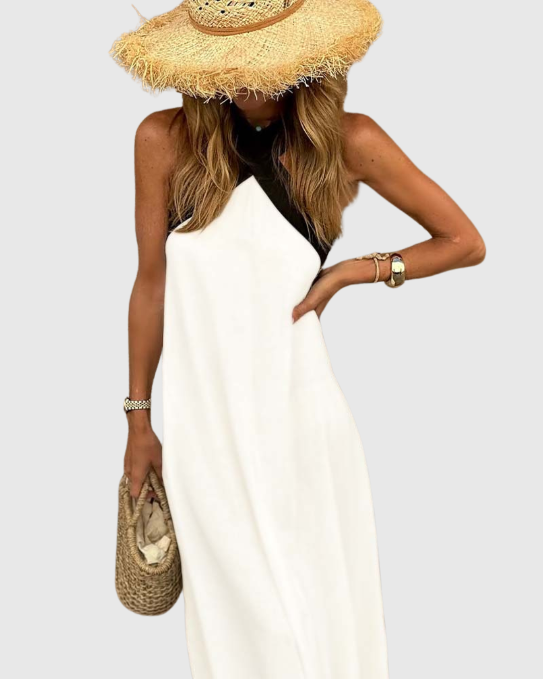 ORELLA | CROSS-NECK MIDI DRESS