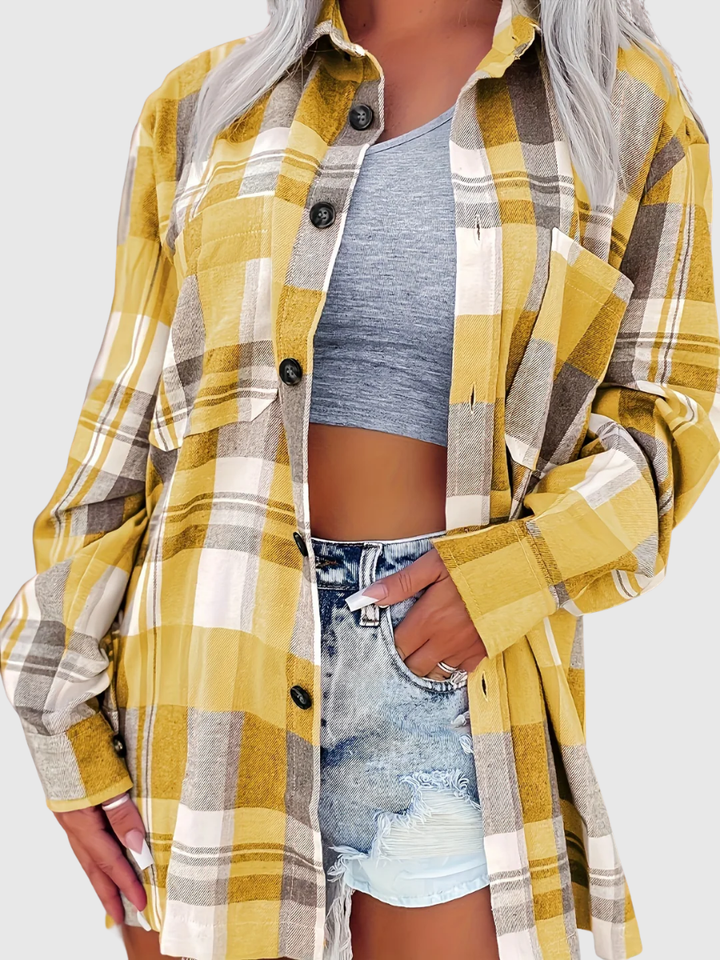 Noor | Casual Plaid Button Blouse