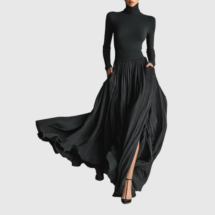 CERYNN | HIGH-WAIST MAXI SKIRT AND SHIRT ENSEMBLE