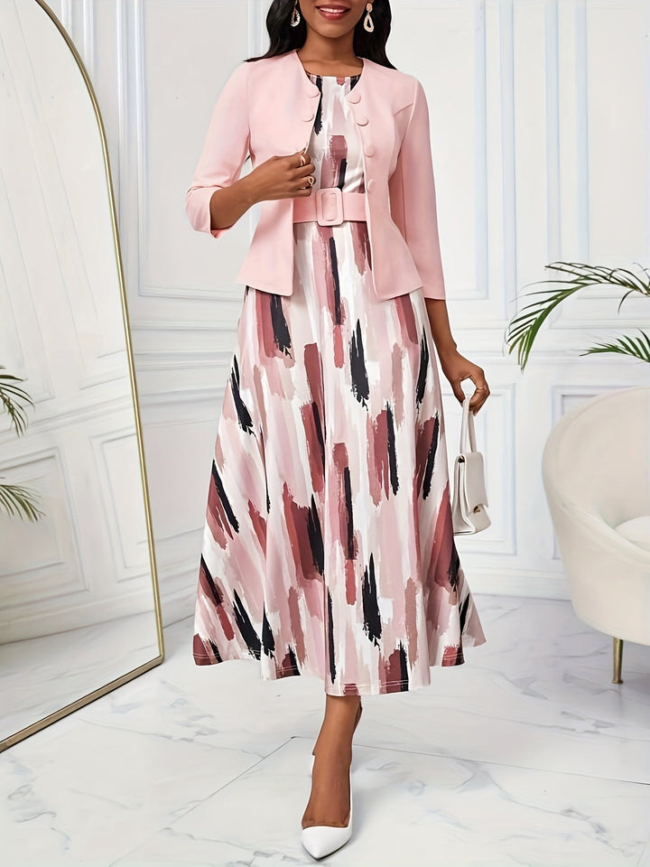 BOZENA | BELTED PATTERNED TWO-PIECE SET