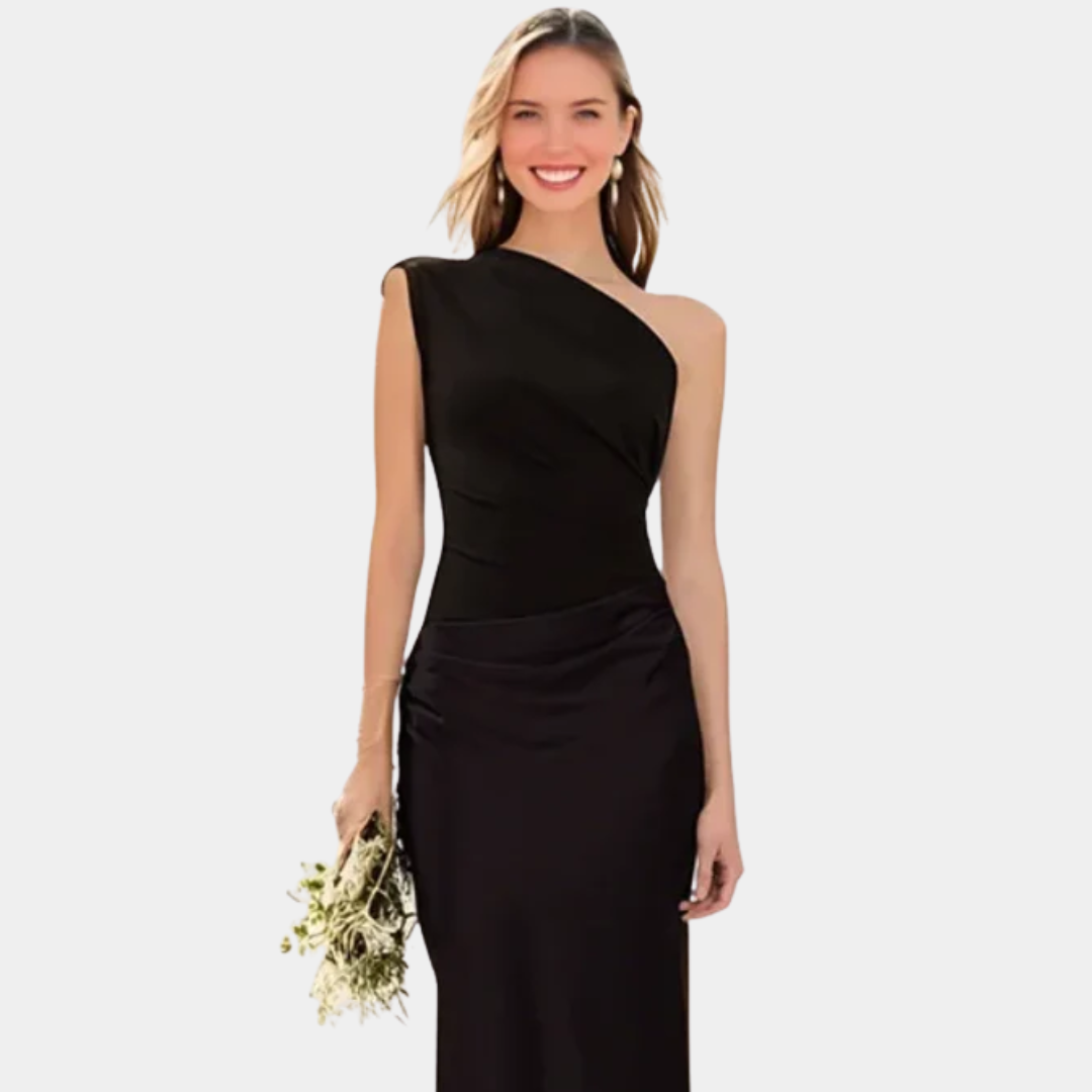 ALEIDA | SATIN ONE-SHOULDER MAXI DRESS