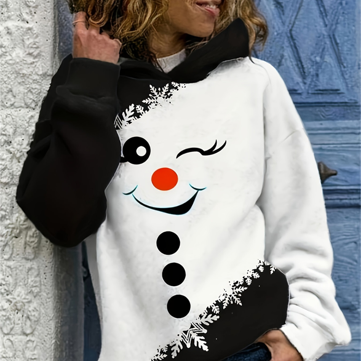 LENORA | COZY SNOWMAN KNIT HOODIE