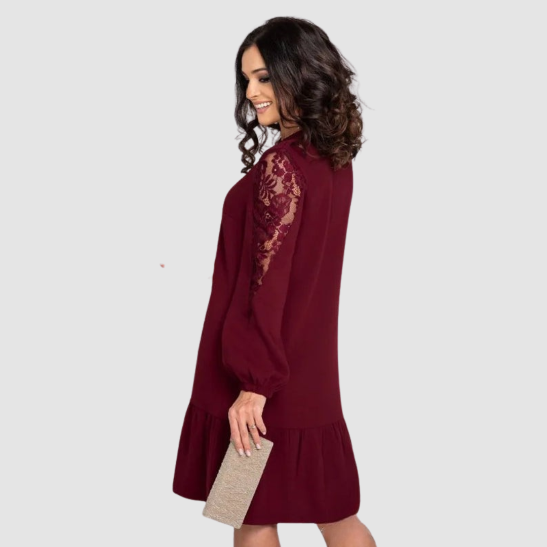 CELINA | LACE SLEEVE MIDI DRESS