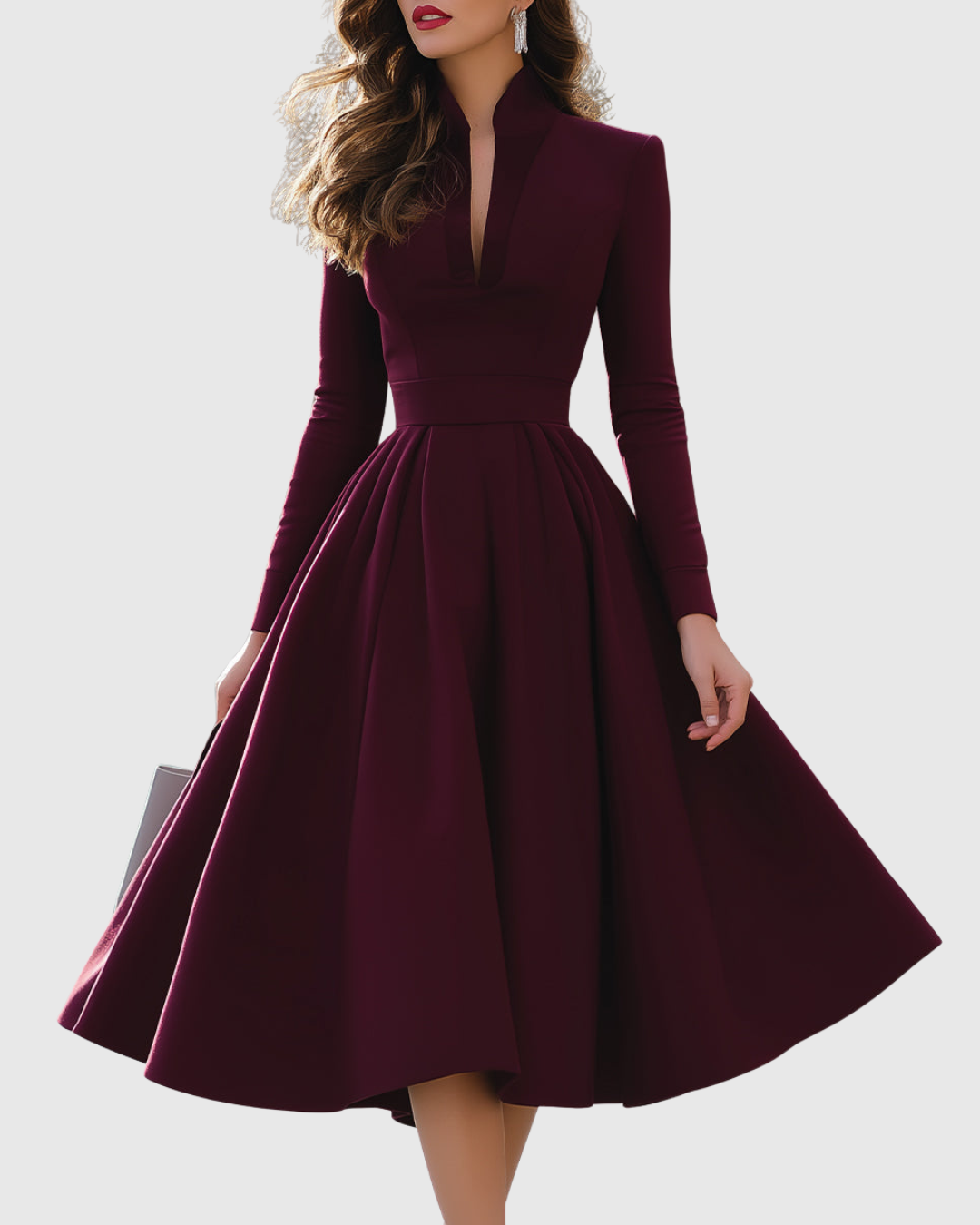 AVELINA | REFINED V-NECK MIDI DRESS
