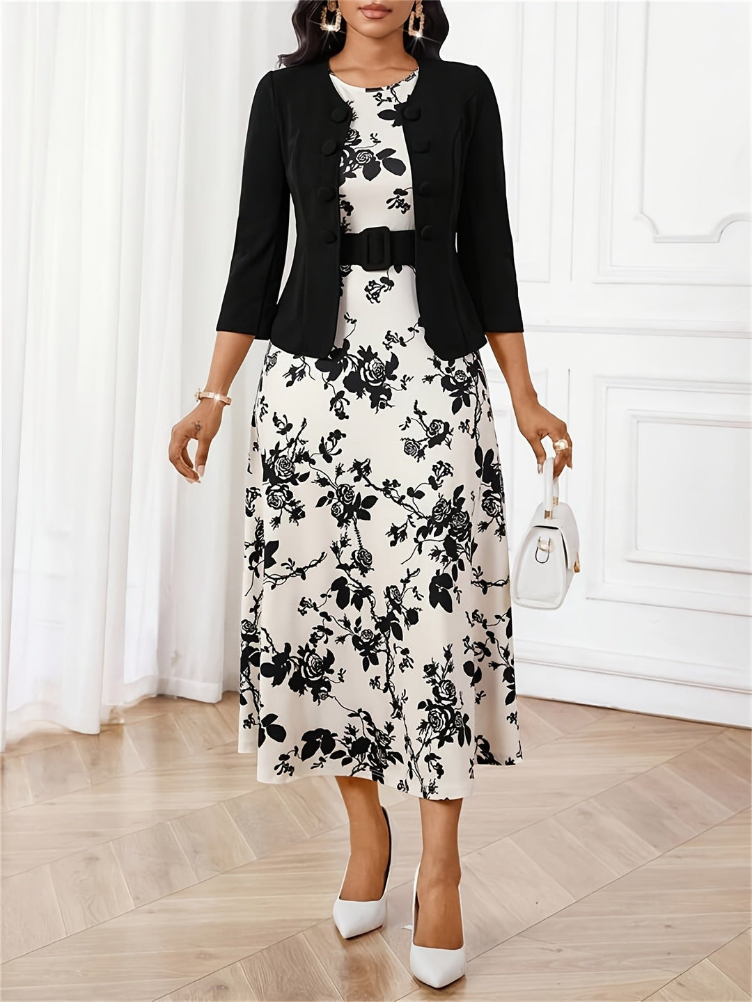 BOZENA | BELTED PATTERNED TWO-PIECE SET