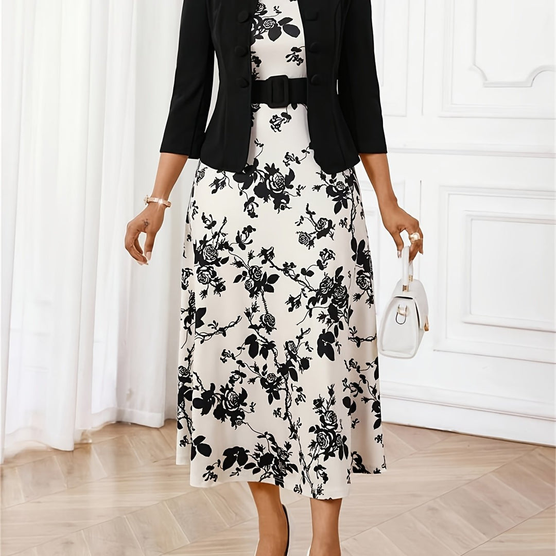 BOZENA | BELTED PATTERNED TWO-PIECE SET