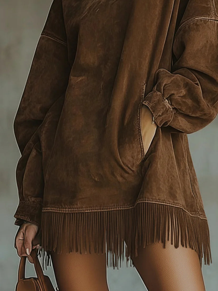 Harper | Fringe Detail Long Sleeve Mini Dress