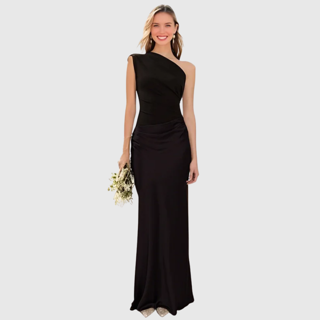 ALEIDA | SATIN ONE-SHOULDER MAXI DRESS
