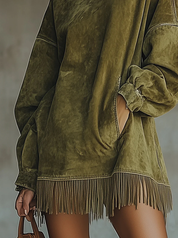 Harper | Fringe Detail Long Sleeve Mini Dress