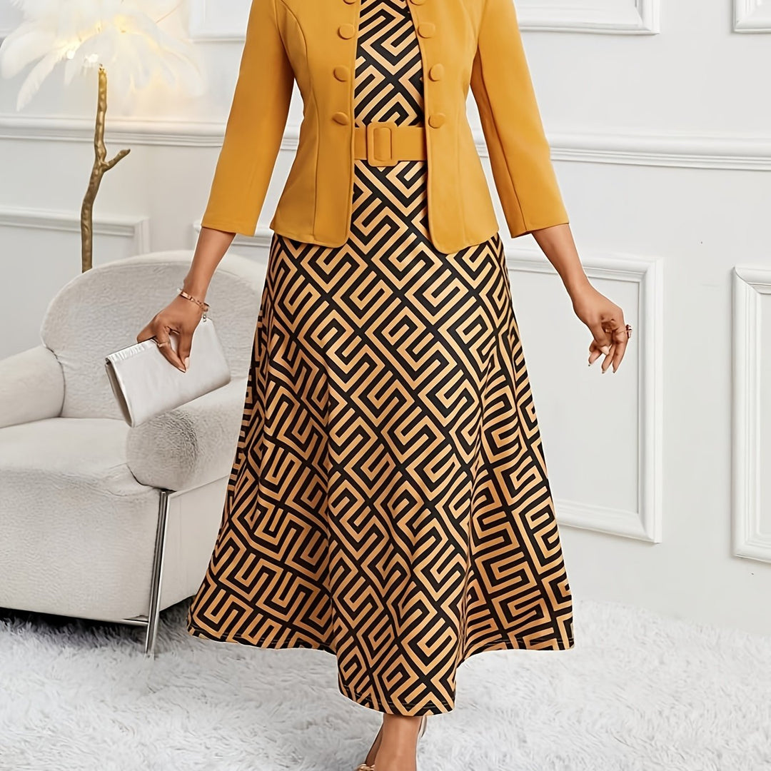 BOZENA | BELTED PATTERNED TWO-PIECE SET
