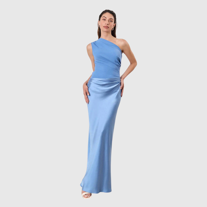 ALEIDA | SATIN ONE-SHOULDER MAXI DRESS