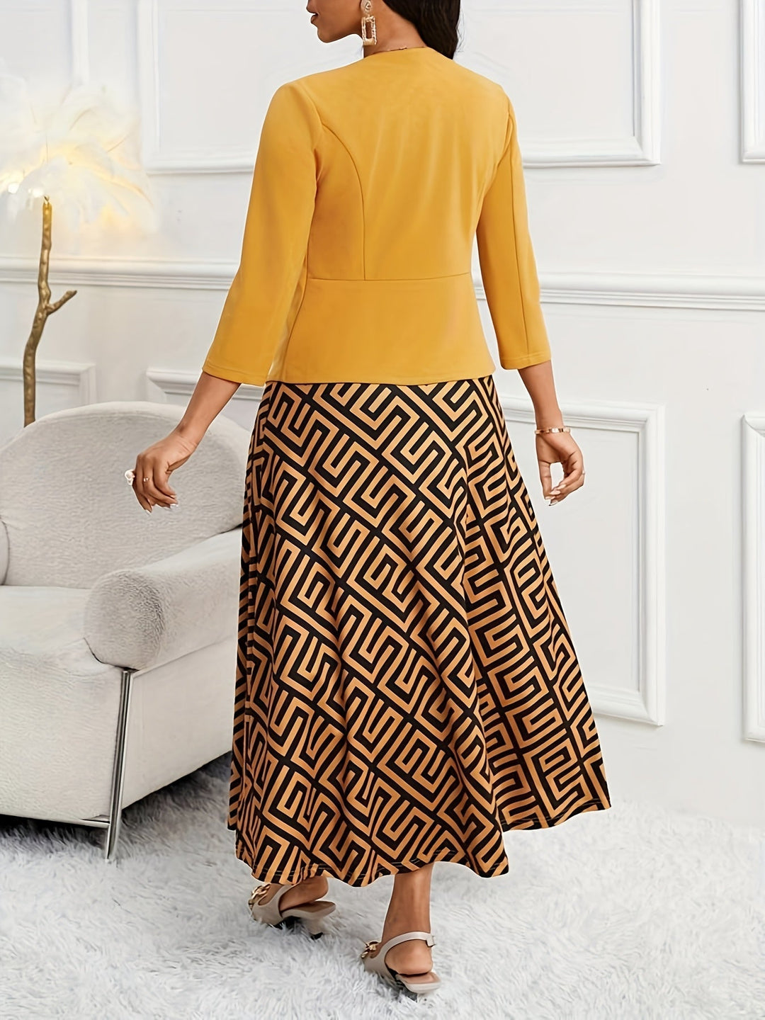 BOZENA | BELTED PATTERNED TWO-PIECE SET