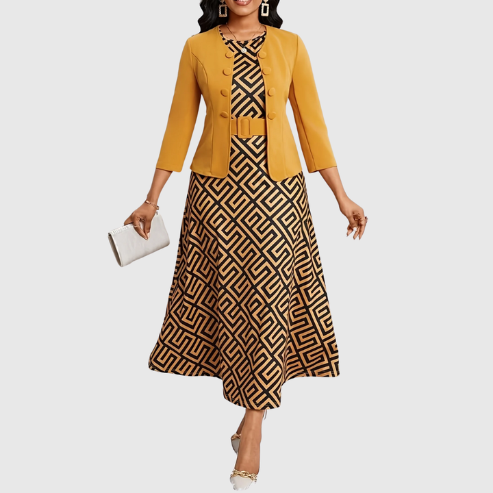 BOZENA | BELTED PATTERNED TWO-PIECE SET