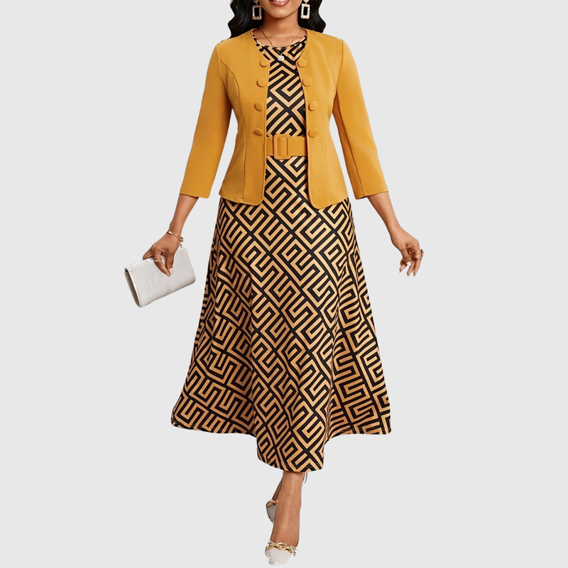 BOZENA | BELTED PATTERNED TWO-PIECE SET