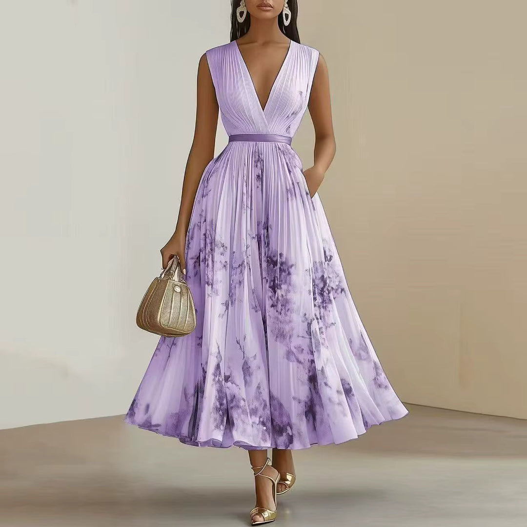 LINDA | ELEGANT PLEATED MAXI DRESS
