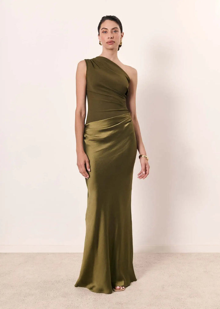 AGNIESZKA | SATIN ONE-SHOULDER MAXI DRESS