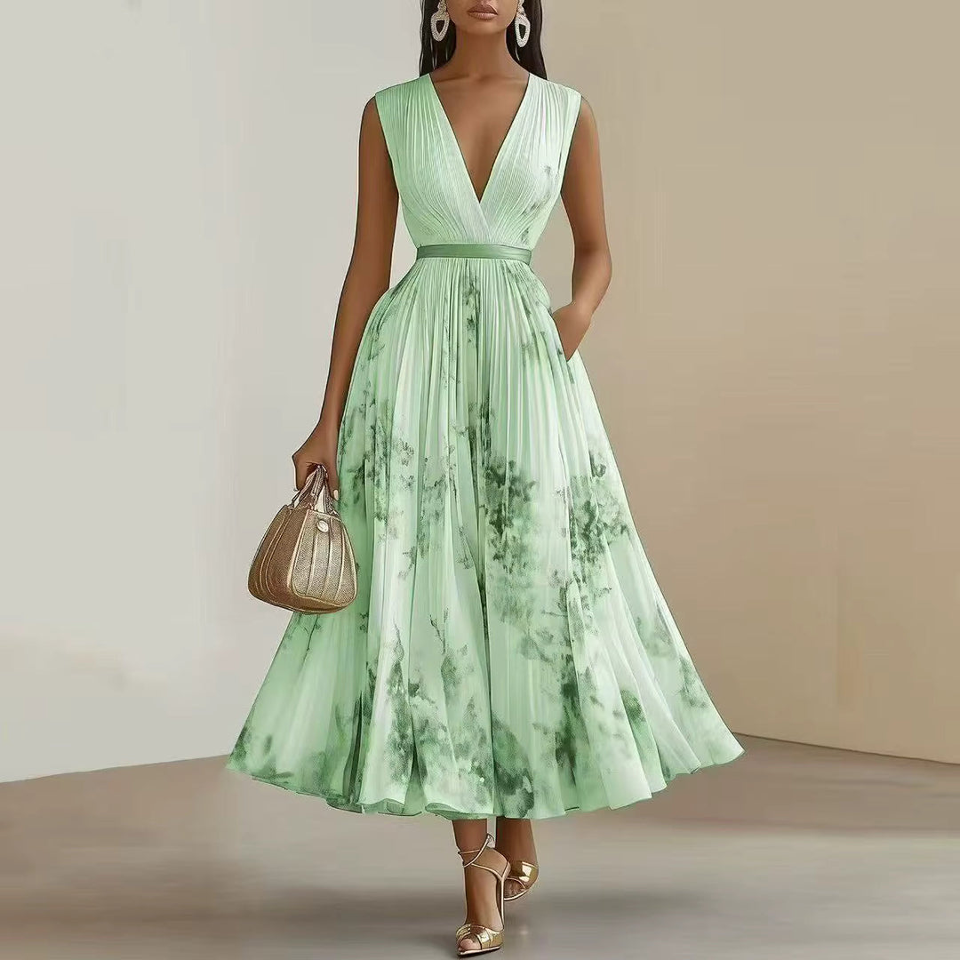 LINDA | ELEGANT PLEATED MAXI DRESS