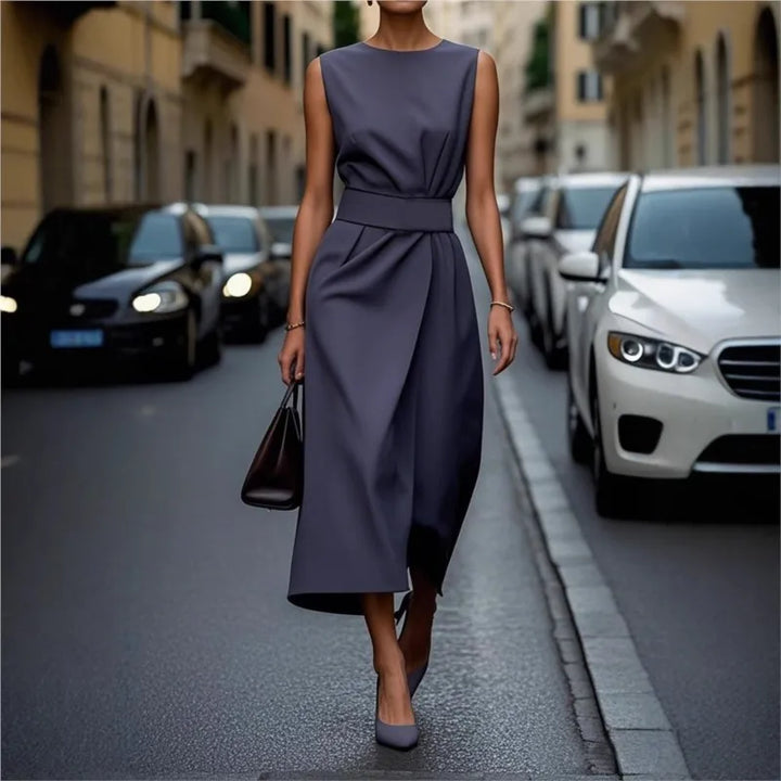 JADWIGA | ELEGANT ROUND-NECK DRESS
