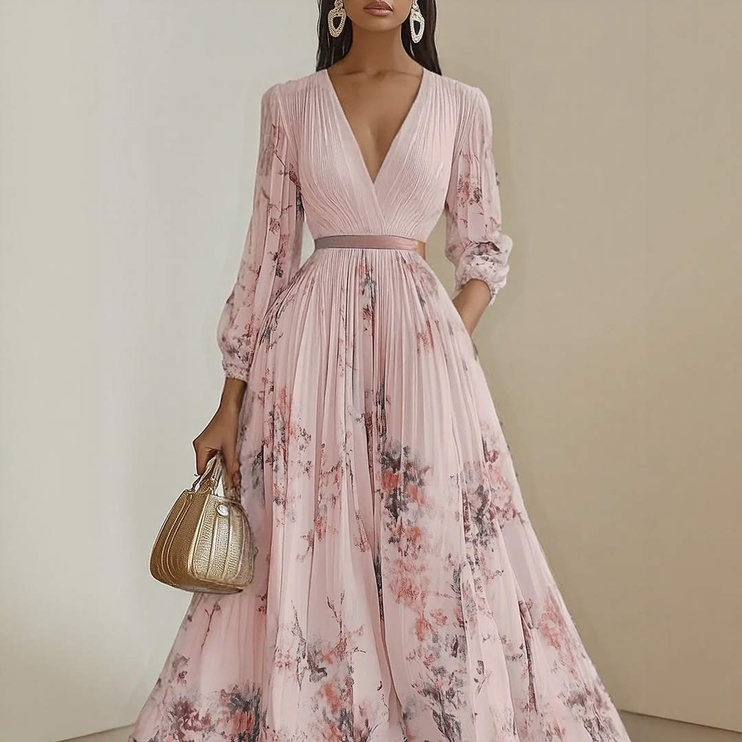 LINDA | ELEGANT PLEATED MAXI DRESS