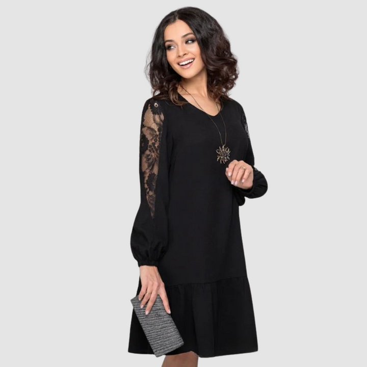 CELINA | LACE SLEEVE MIDI DRESS