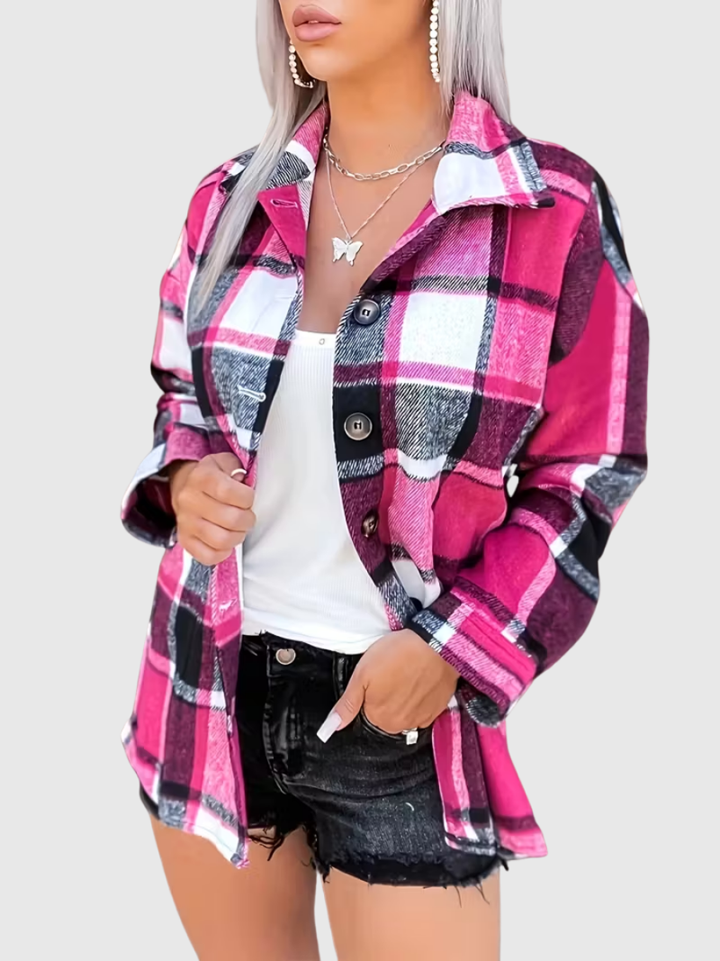 Lotte | Casual Plaid Long Sleeve Blouse