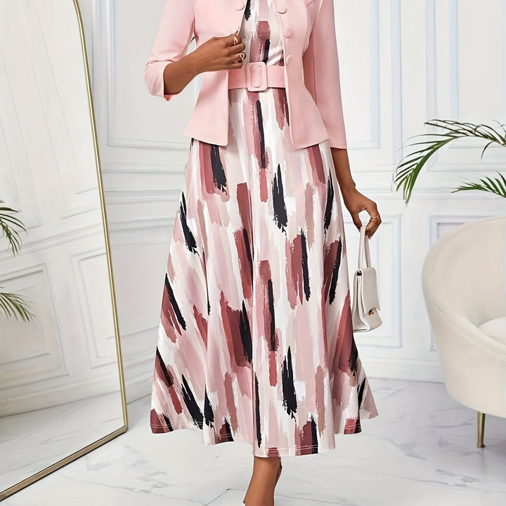 BOZENA | BELTED PATTERNED TWO-PIECE SET