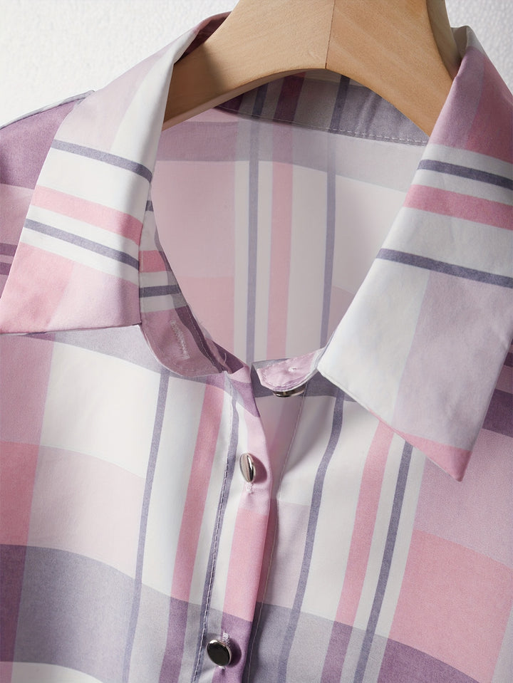 Elise | Plaid Print Button Front Shirt